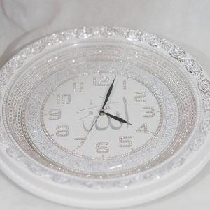 Islamic Wall Clock Allah with Quran Ayat and Rhinestones Round (Gold/Black)