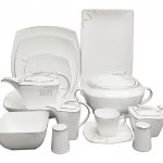 Nimfa platin 06352B Bone China Dinner Set 62 Pecs.