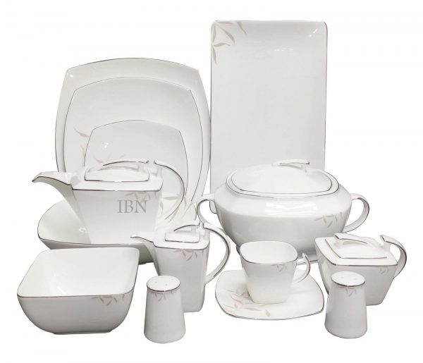 Nimfa platin 06352B Bone China Dinner Set 62 Pecs.