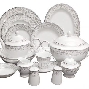 Porcelain Ceramic Dinner Set 60 Pecs. Greyro Silver