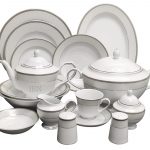 Porcelain Ceramic Dinner Set 60 Pecs. Davide Platino Product Code 14245A