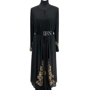 Black with Golden Borkha Abaya For Women