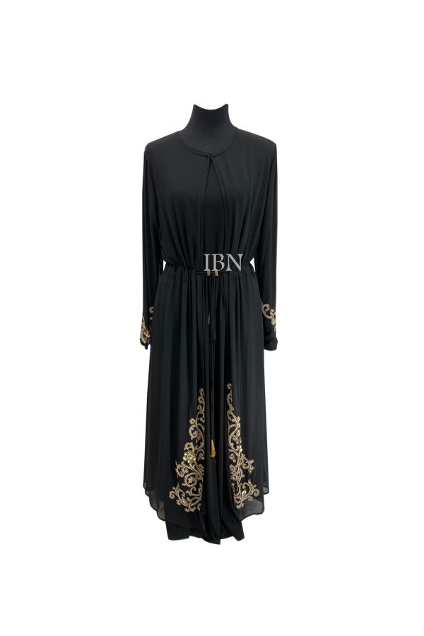 Black with Golden Borkha Abaya For Women