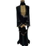 Black with Golden Back Borkha For Women