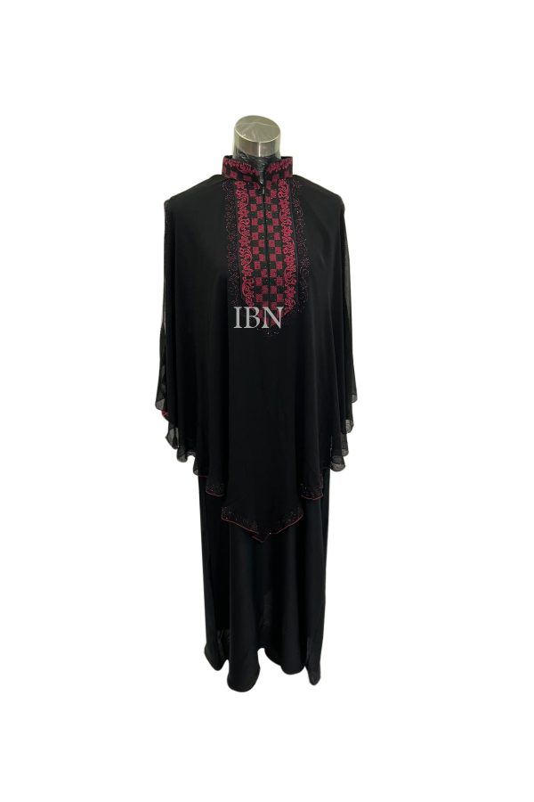 Black with Pink Borkha For Women