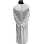 Long Sleeve Solid White Thobe Front Zipper